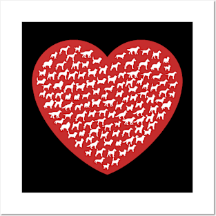 ALL THE DOGS! (White on red heart) Posters and Art